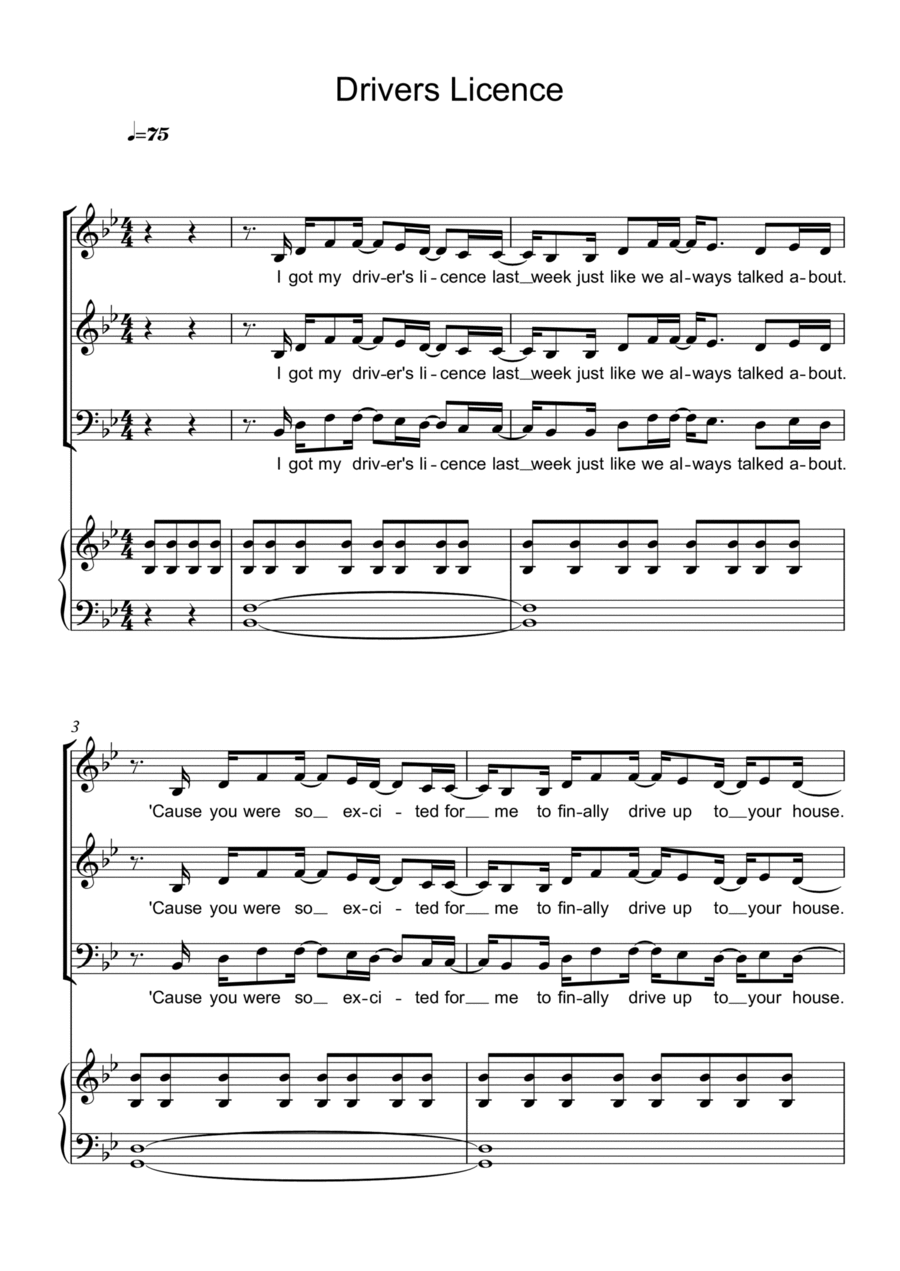 Drivers License Drivers License 3-Part scores gallery preview page 1