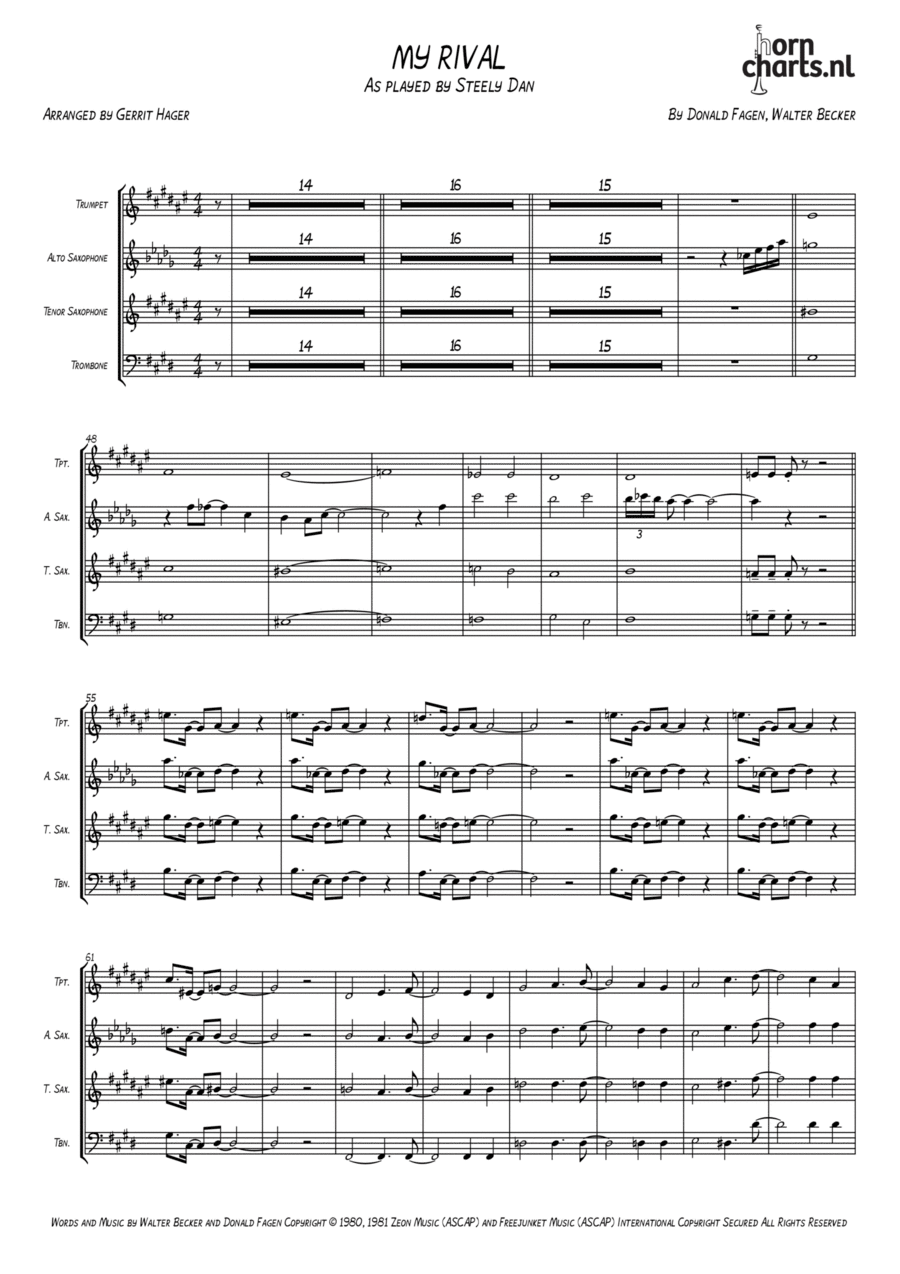 My Rival Tenor Saxophone scores gallery preview page 1