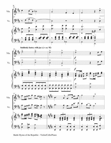 BATTLE HYMN OF THE REPUBLIC (Trio– Violin, Cello and Piano/Score and Parts) image number null