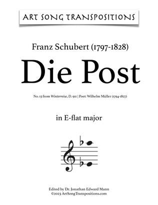 Book cover for SCHUBERT: Die Post, D. 911 no. 13 (transposed to E-flat major)