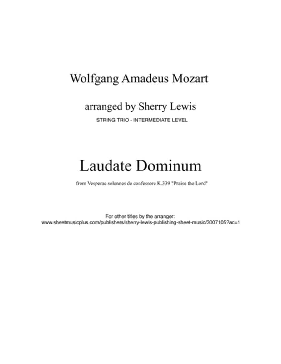 Laudate Dominum STRING TRIO (for string trio) for 2 violins and cello or violin, viola and cello image number null