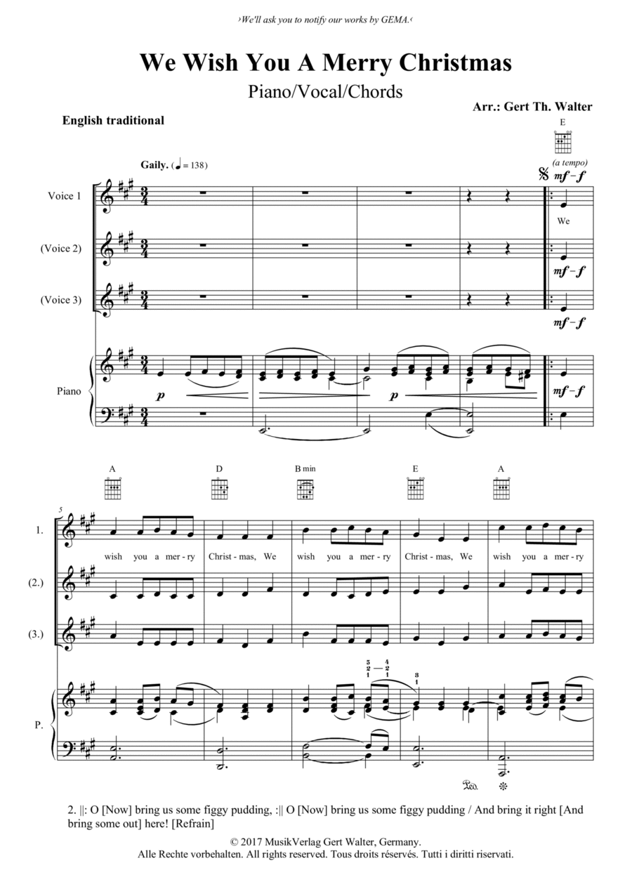 We Wish You A Merry Christmas Voice scores gallery preview page 1