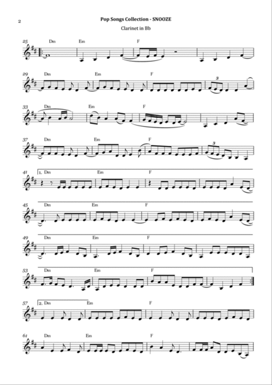 Snooze B-Flat Clarinet scores gallery preview page 2