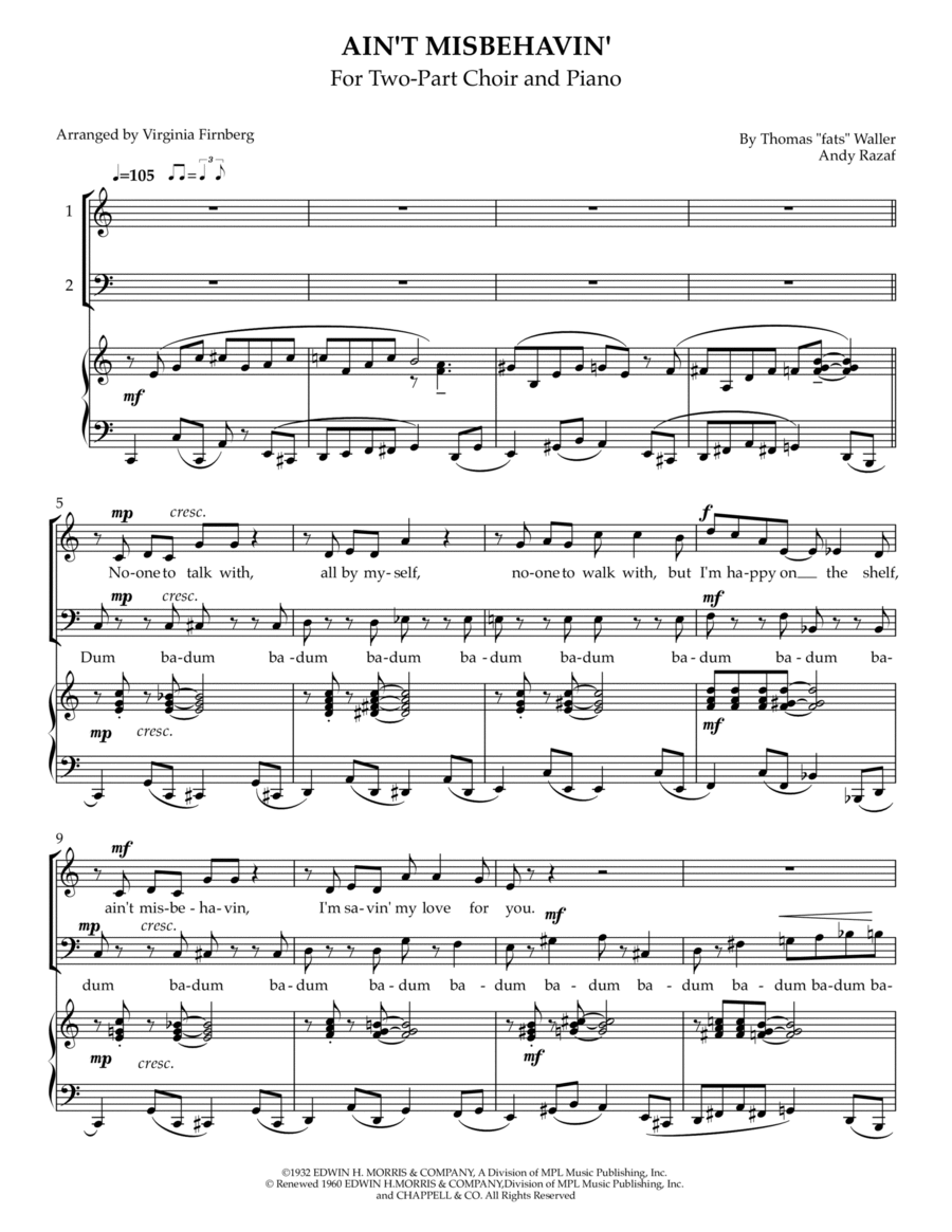Ain't Misbehavin' 2-Part scores gallery preview page 1