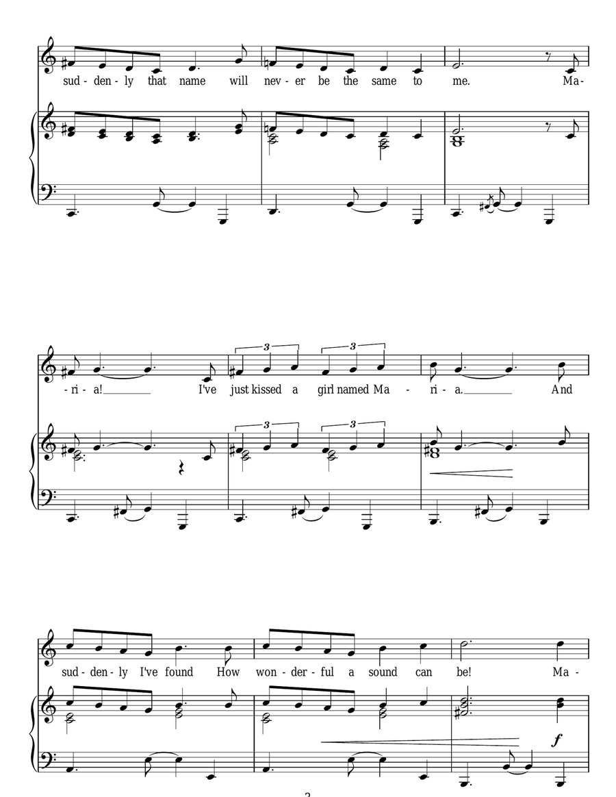 Maria (from West Side Story) Piano, Vocal scores gallery preview page 3