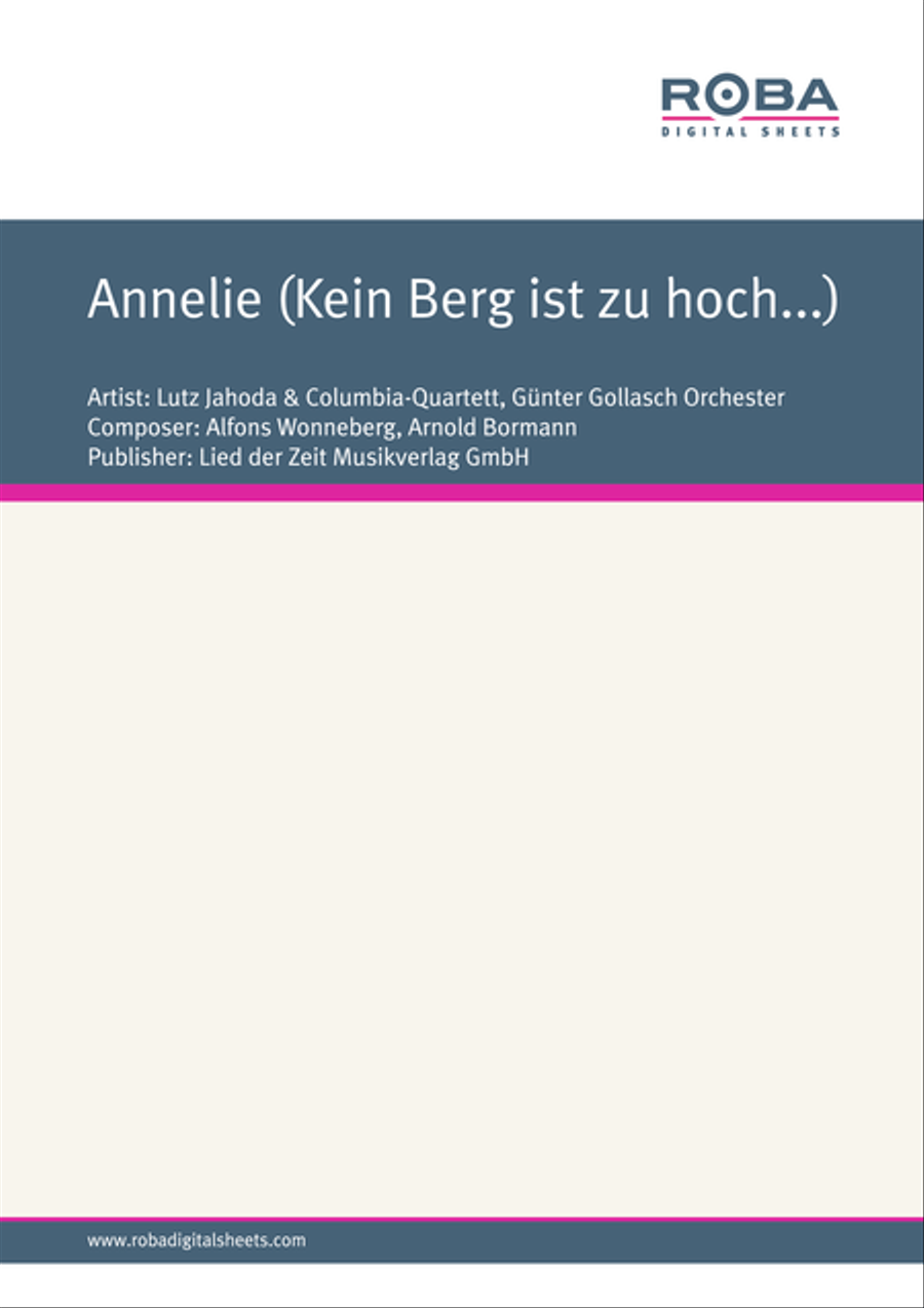 Annelie (Kein Berg ist zu hoch...) Piano, Vocal, Guitar scores gallery preview page 1