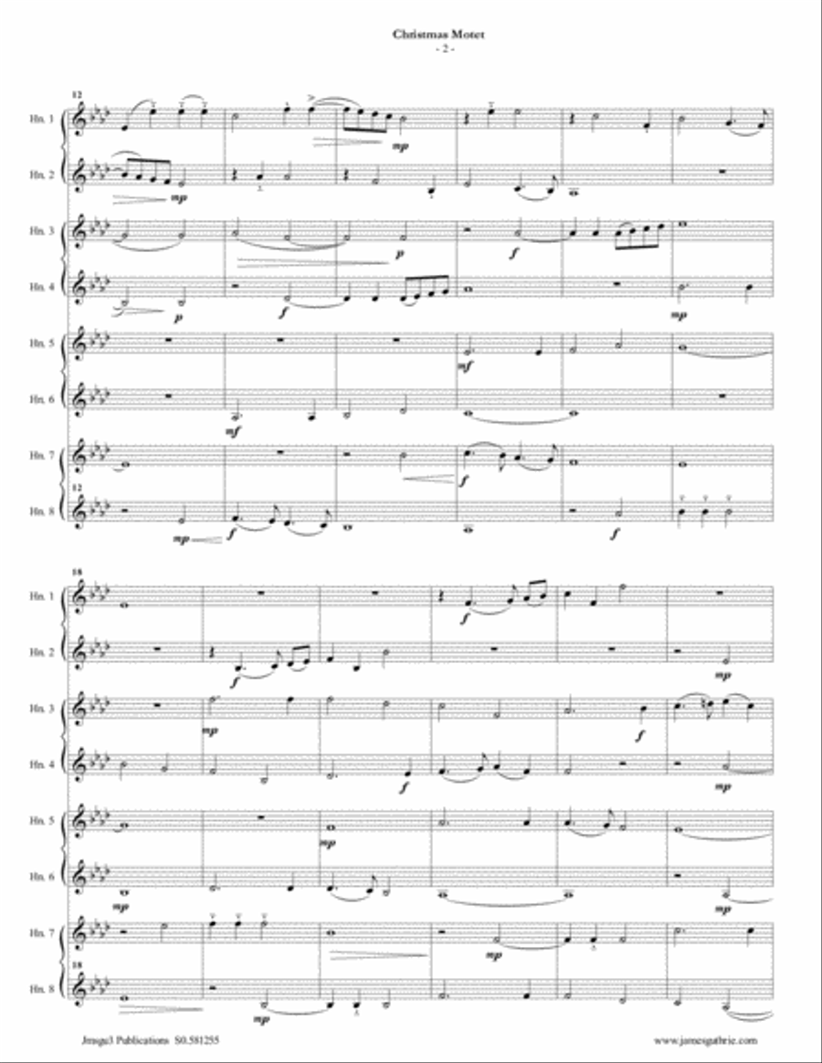 Mouton: Christmas Motet for French Horn Choir Choir scores gallery preview page 2