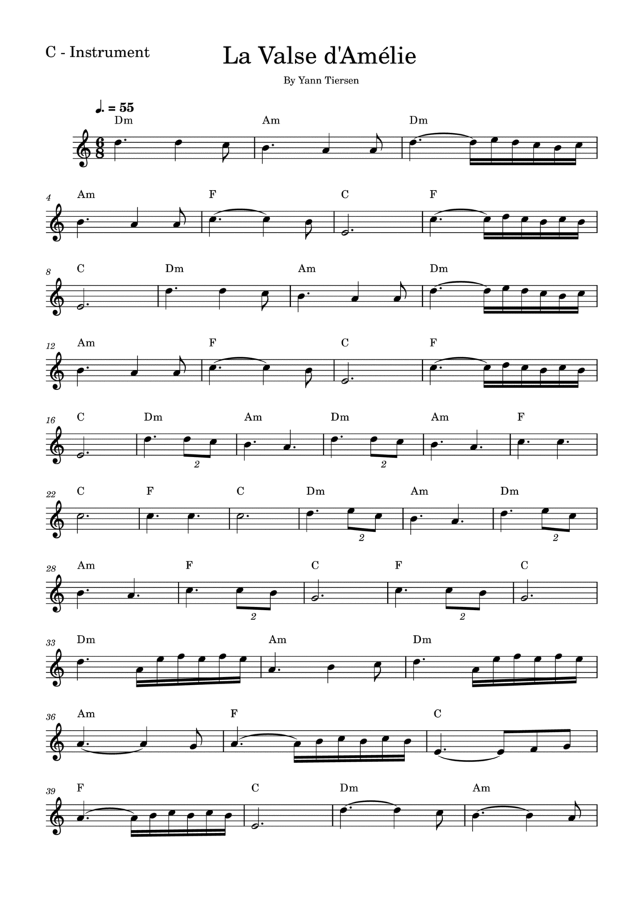 La Valse D'amelie Violin Solo scores gallery preview page 1
