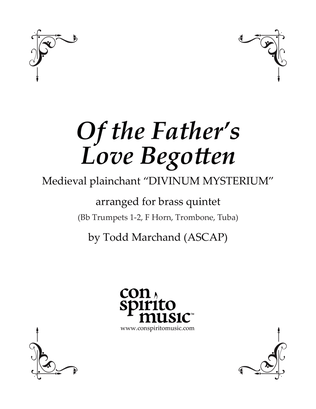 Book cover for Of the Father's Love Begotten - brass quintet