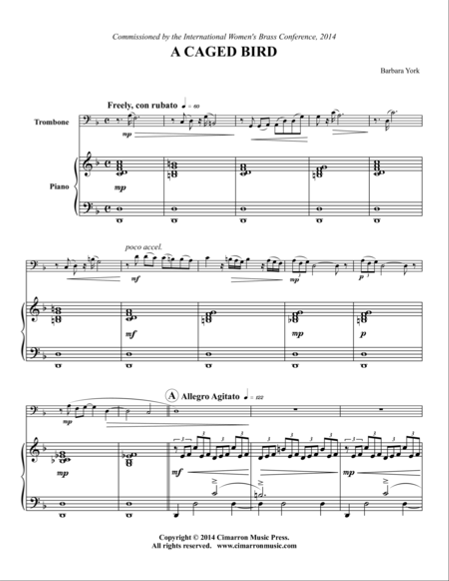 A Caged Bird Piano Accompaniment scores gallery preview page 1