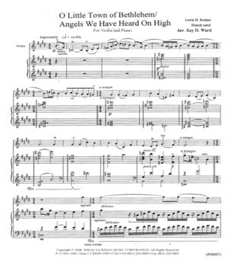 O Little Town of Bethlehem/Angels We Have Heard on High - Adv Violin Solo Choir scores gallery preview page 2