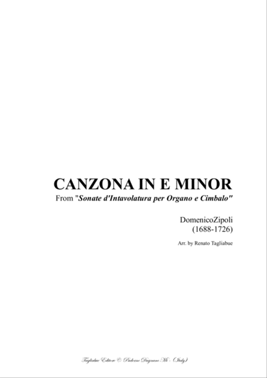 CANZONA IN E MINOR - D.Zipoli - From Sonate d’Intavolatura per Organo e Cimbalo Organ Solo scores gallery preview page 1