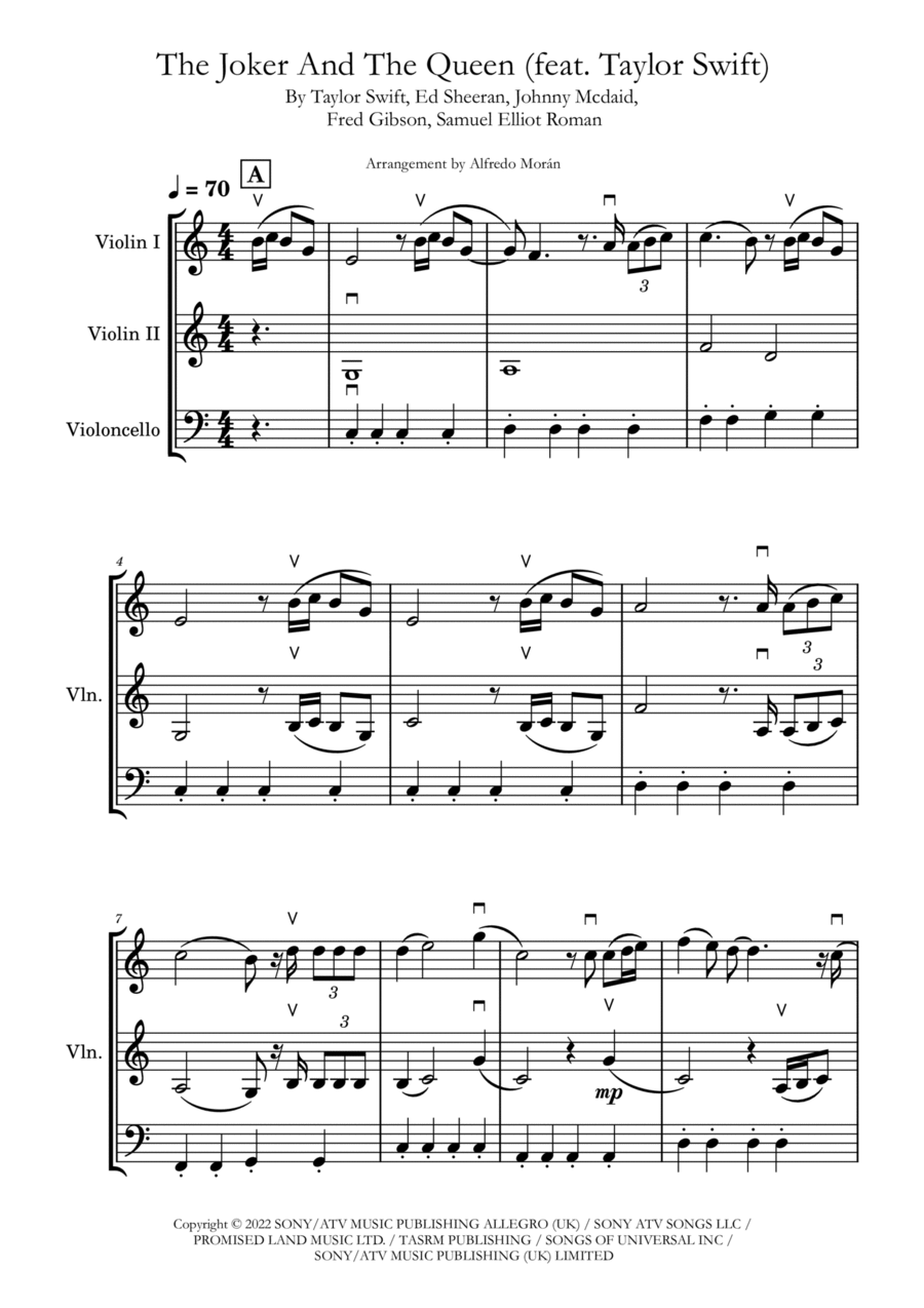 The Joker And The Queen (feat. Taylor Swift) String Trio scores gallery preview page 1