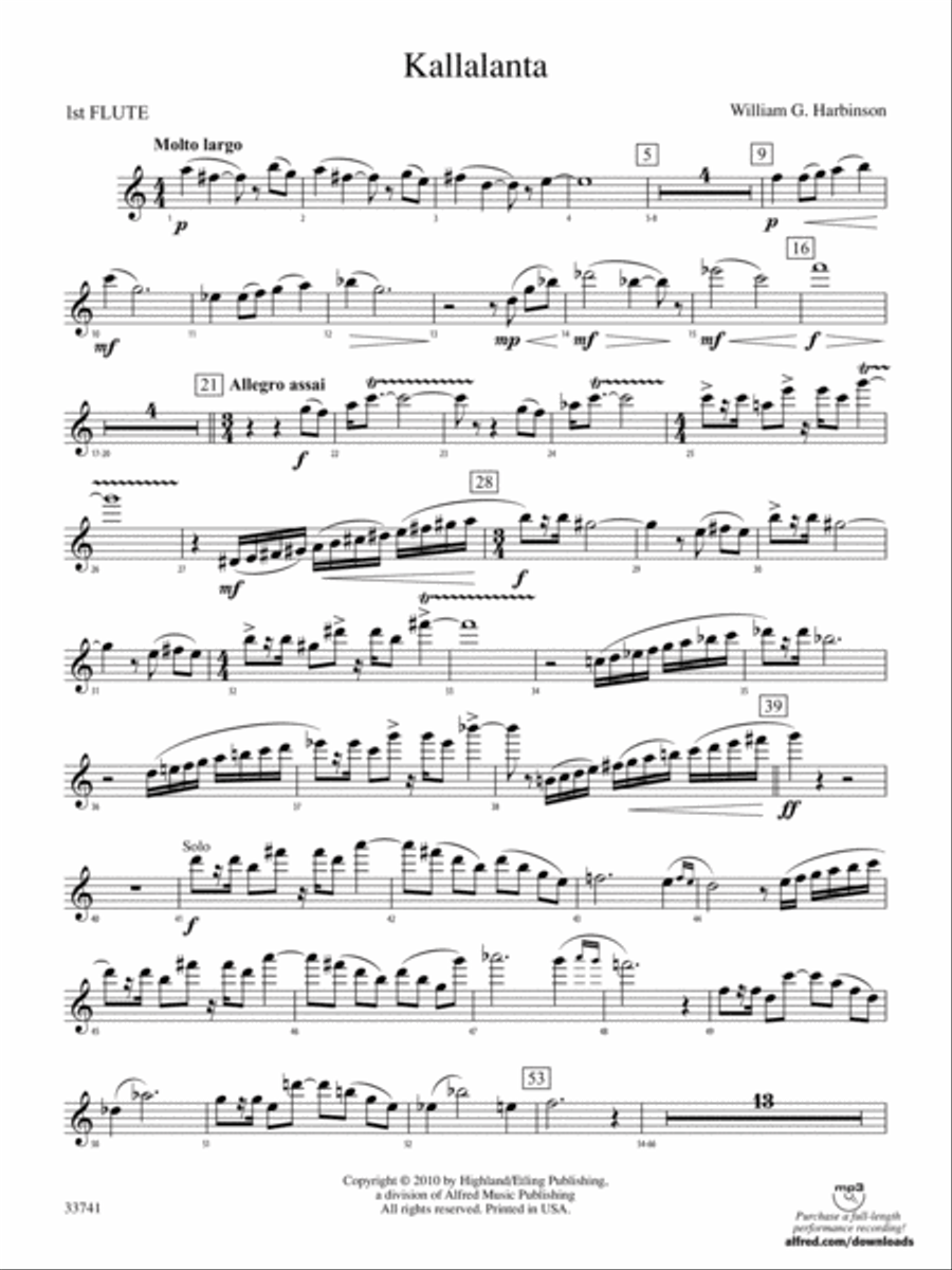 Kallalanta: Flute Full Orchestra scores gallery preview page 1