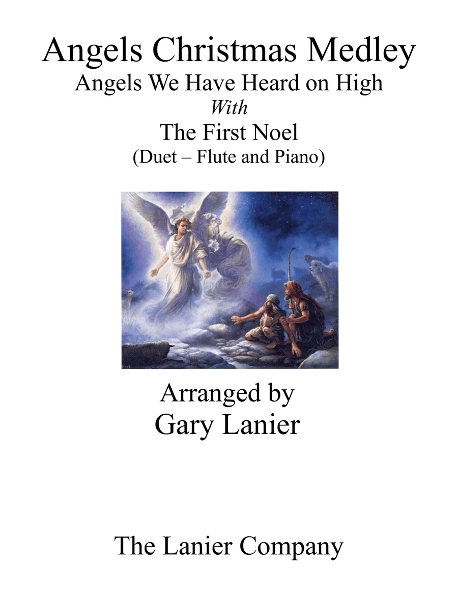 Gary Lanier: ANGELS CHRISTMAS MEDLEY (Duet – Flute & Piano with Parts) Woodwind Duet scores gallery preview page 1
