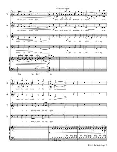 This is the Day (Psalm 118:22-24) : SATB Choir and Piano image number null