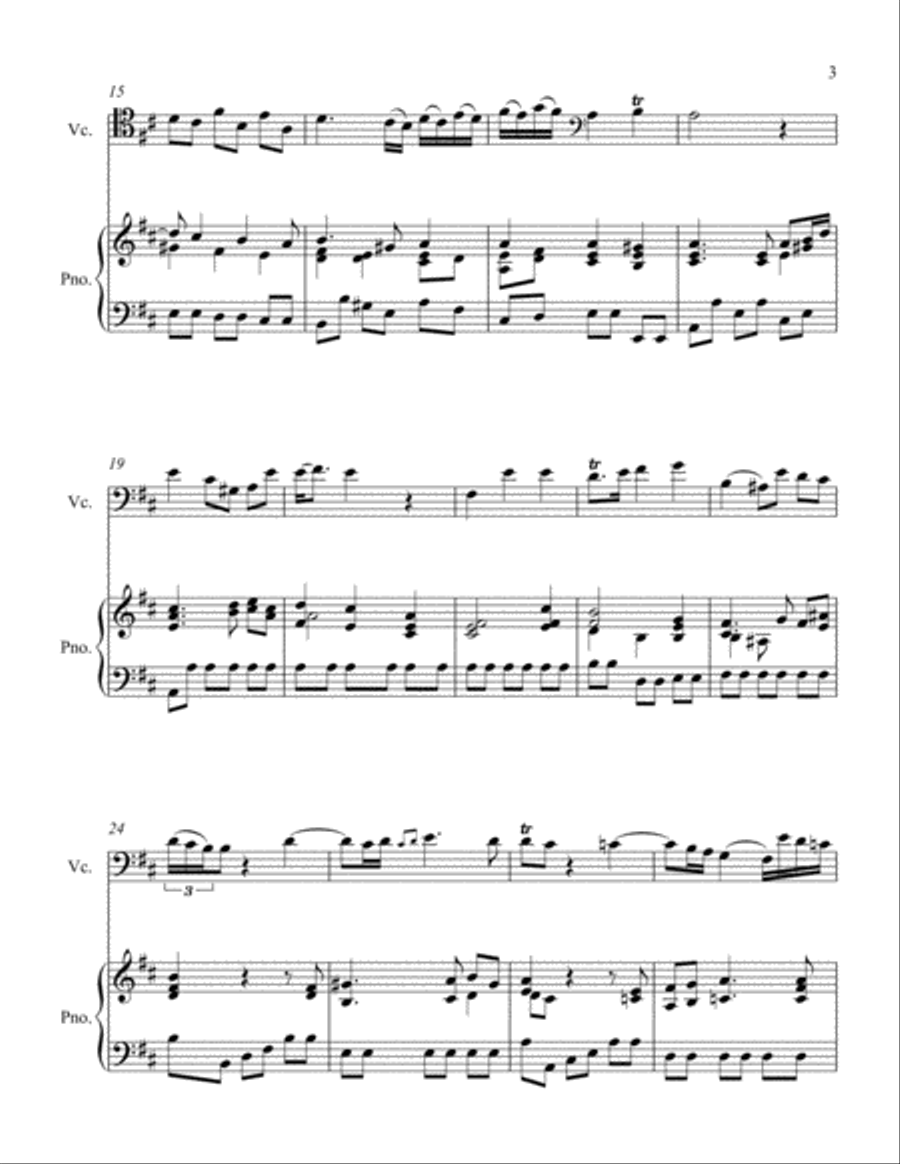 Cello Sonata in D I. Andante Piano scores gallery preview page 3