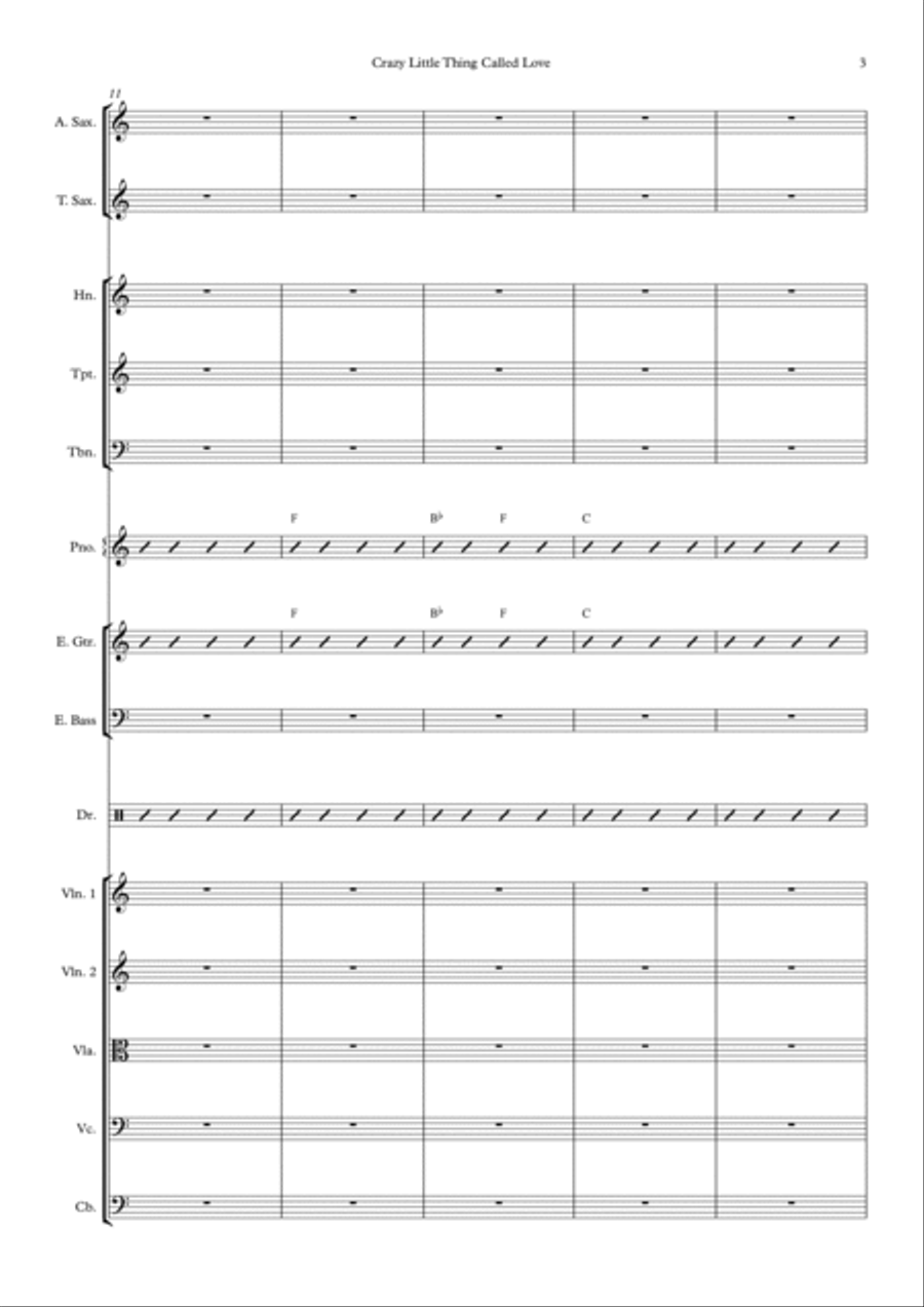 Crazy Little Thing Called Love Large Ensemble scores gallery preview page 3