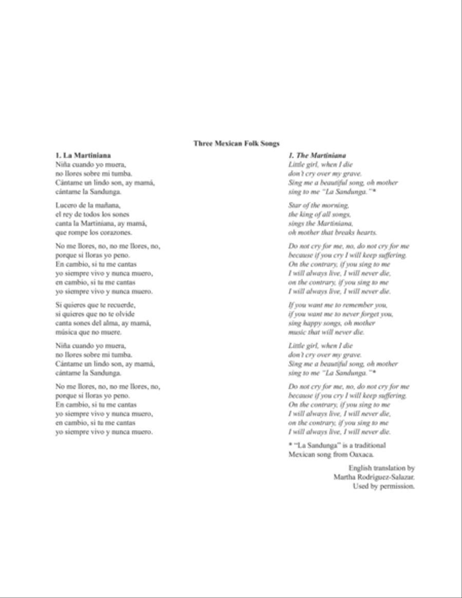 Three Mexican Folk Songs: 1. La Martiniana SSAA scores gallery preview page 2