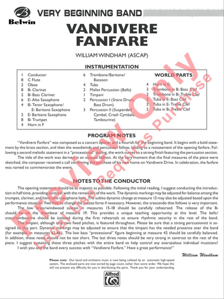 Vandivere Fanfare Vandivere Fanfare Concert Band scores gallery preview page 2