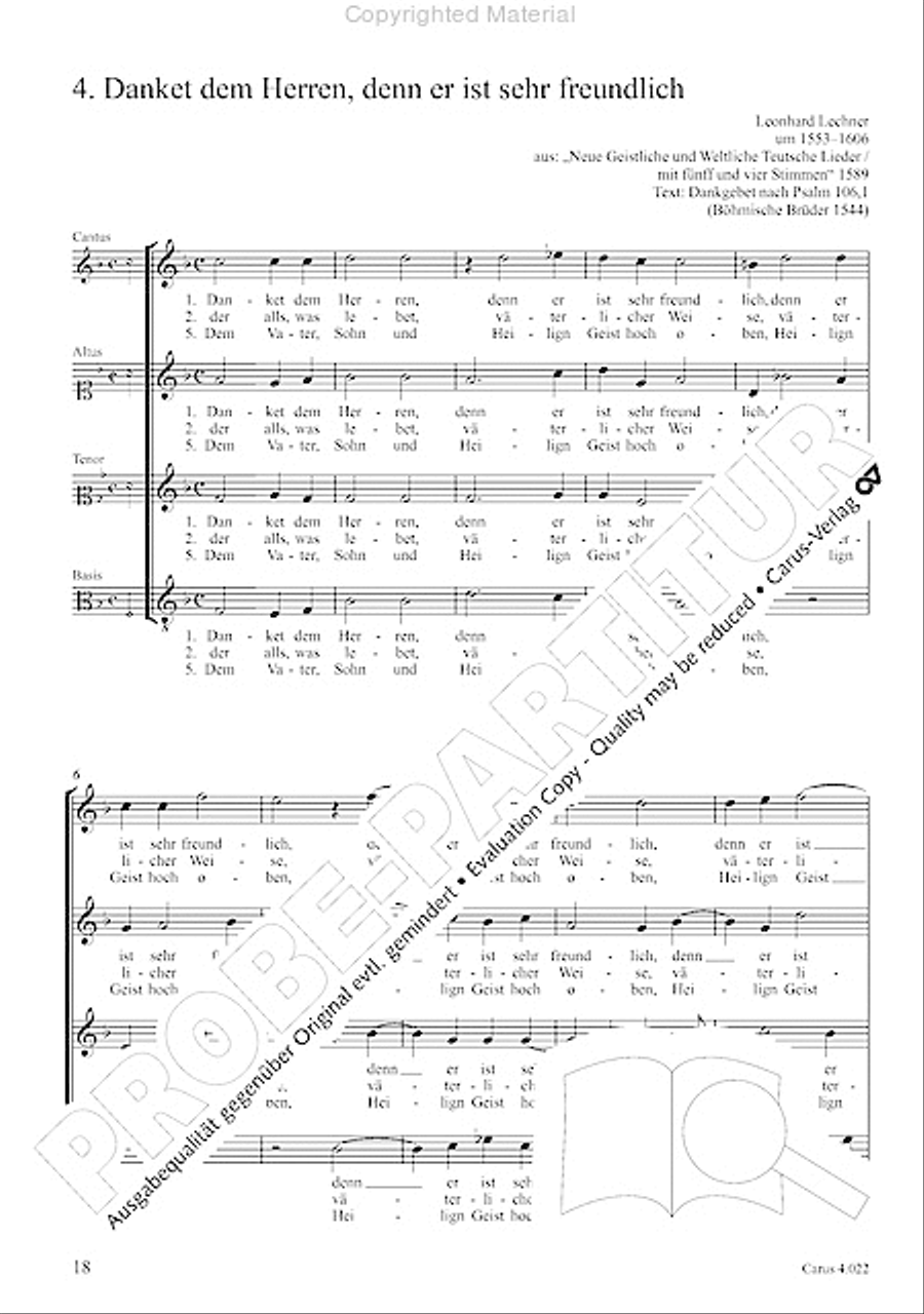 The Lord be praised (Danket dem Herren) 4-Part scores gallery preview page 3