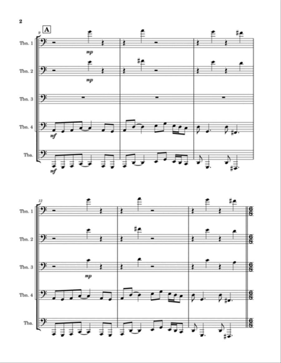 Carry On Wayward Son - Score Only Brass Quintet scores gallery preview page 2
