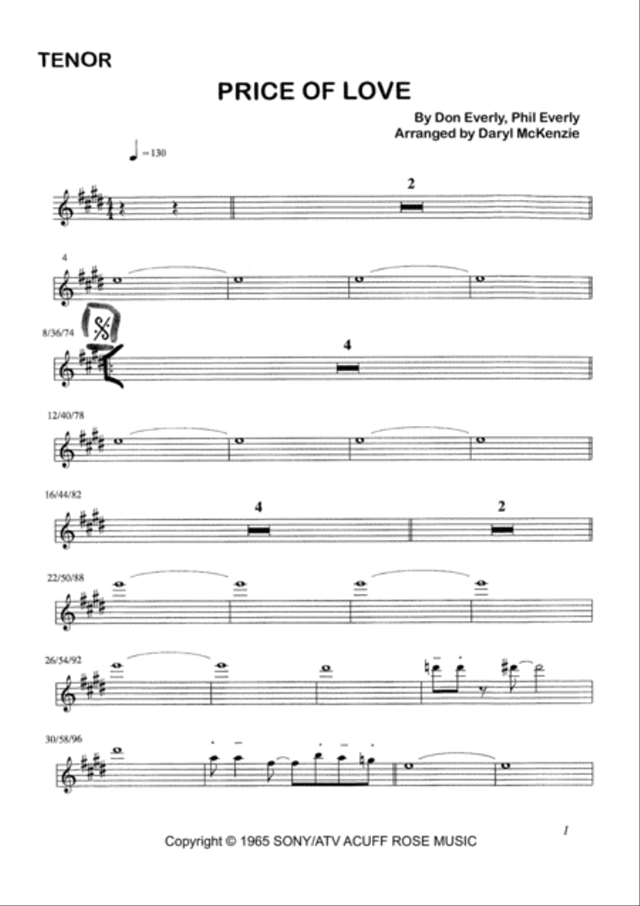 The Price Of Love Tenor Saxophone scores gallery preview page 3