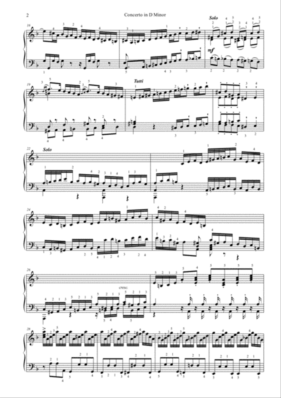 Concerto in D minor, BWV 1052 Piano Solo scores gallery preview page 2