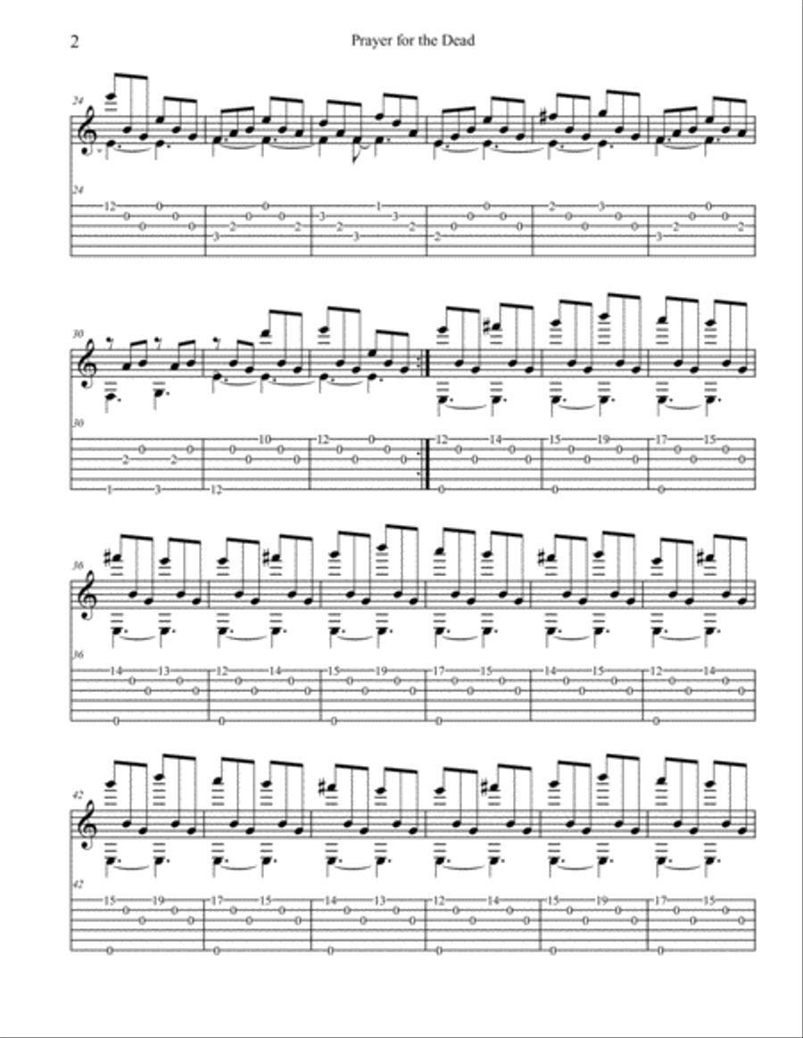 Prayer for the Dead Guitar Tablature scores gallery preview page 2