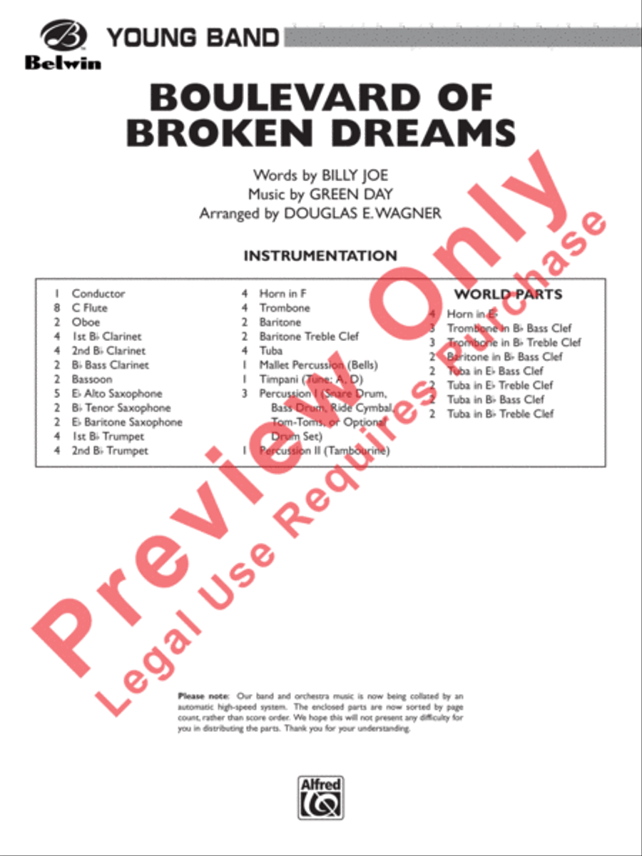 Boulevard of Broken Dreams Concert Band scores gallery preview page 2