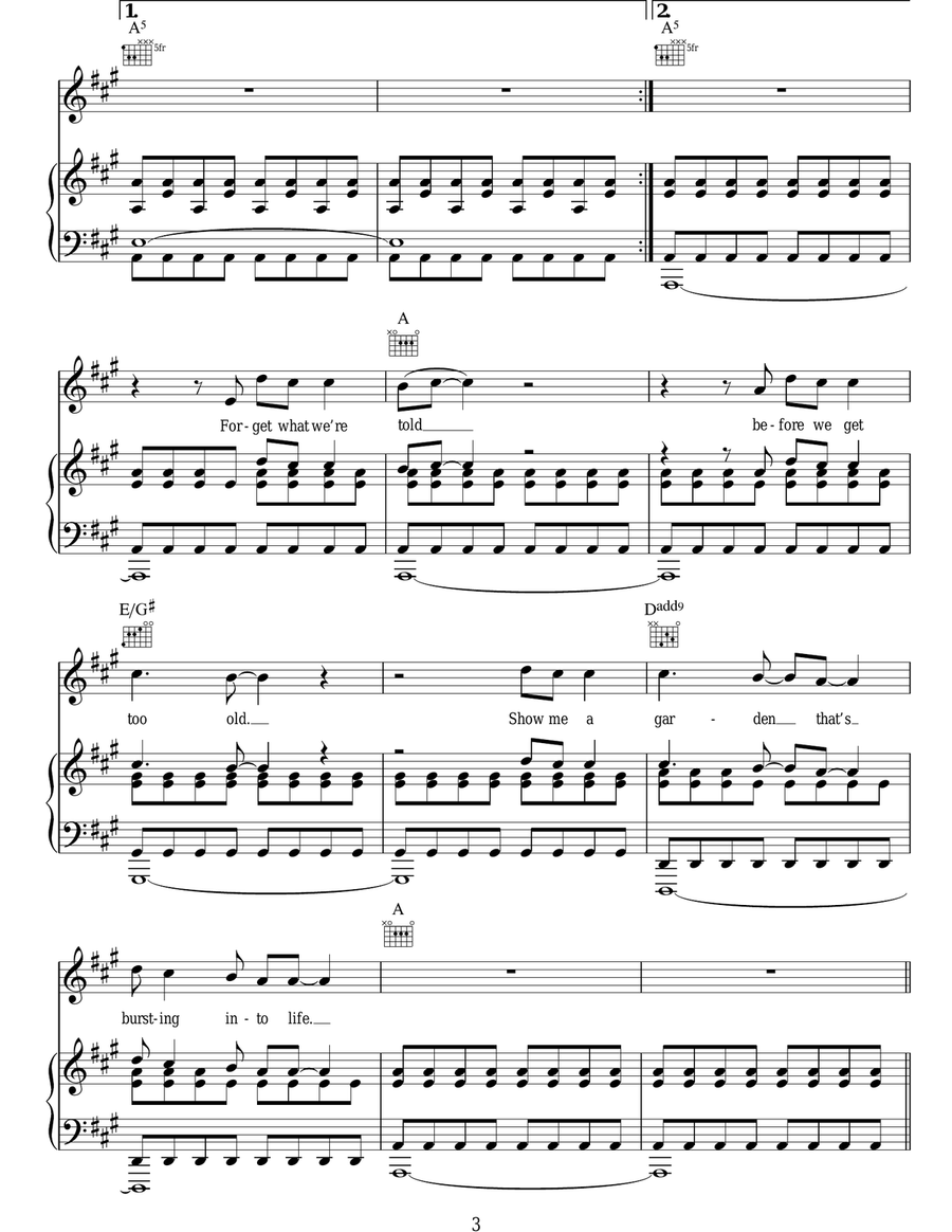 Chasing Cars Piano, Vocal, Guitar scores gallery preview page 3