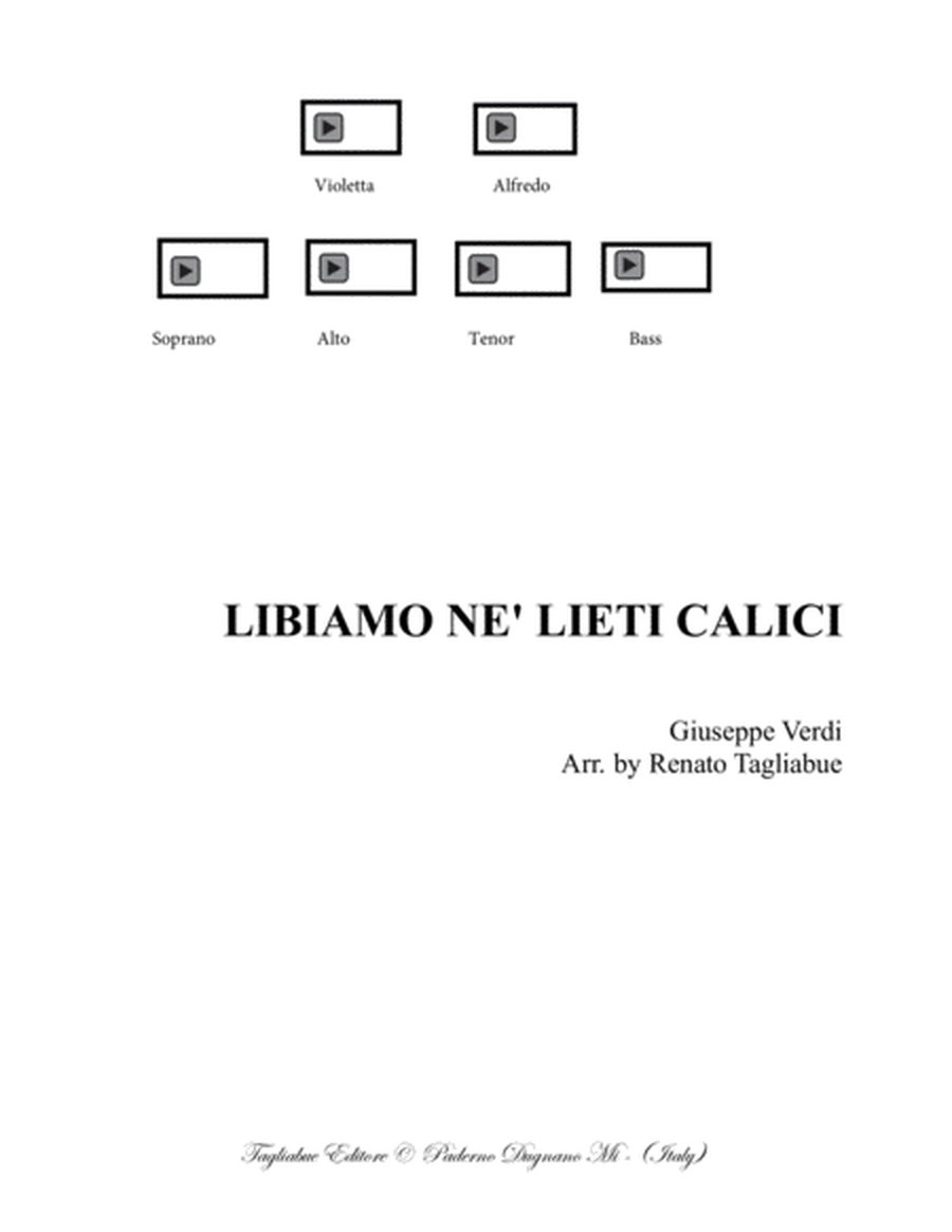 LIBIAMO NE' LIETI CALICI - Brindisi from "La Traviata" - Acte 1 - Verdi - Arr. for Soli, SATB Choir image number null