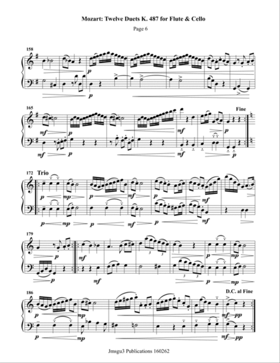 Mozart: Twelve Duets K. 487 for Flute & Cello Flute scores gallery preview page 6