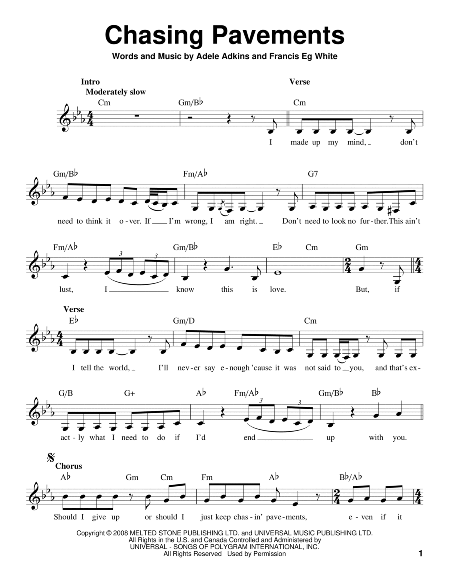 Chasing Pavements Voice scores gallery preview page 1