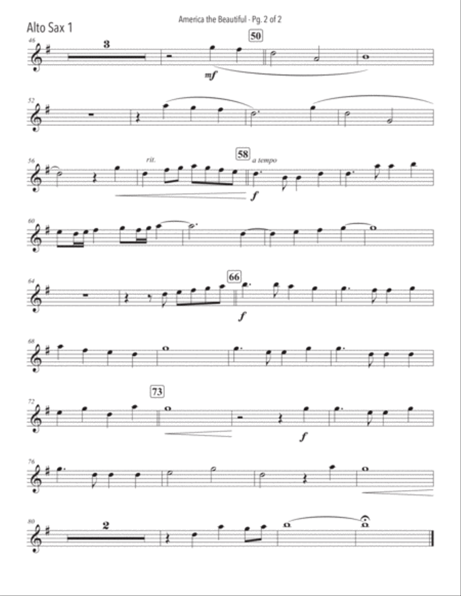 America the Beautiful Alto Sax Trio with Piano Accompaniment - Beginning Small Ensemble scores gallery preview page 4