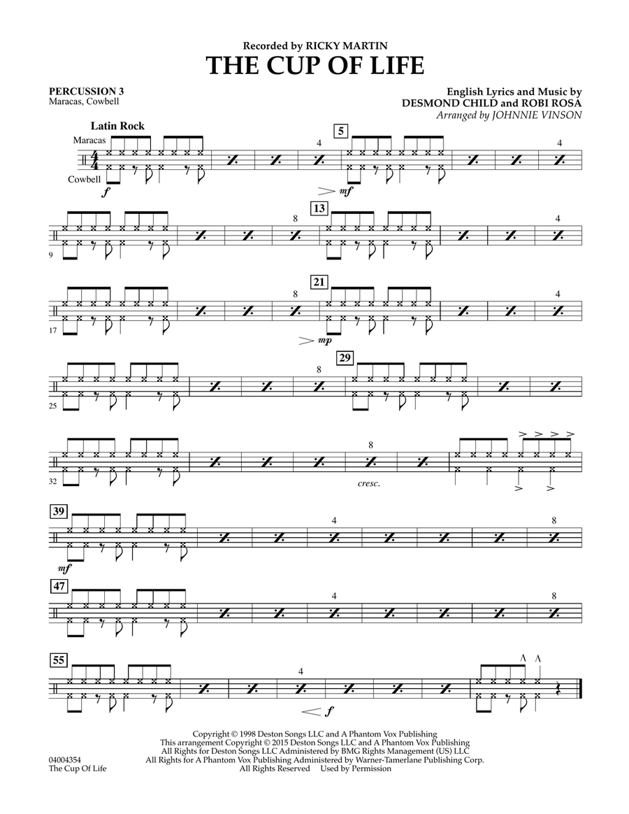 The Cup of Life - Percussion 3 Concert Band scores gallery preview page 1
