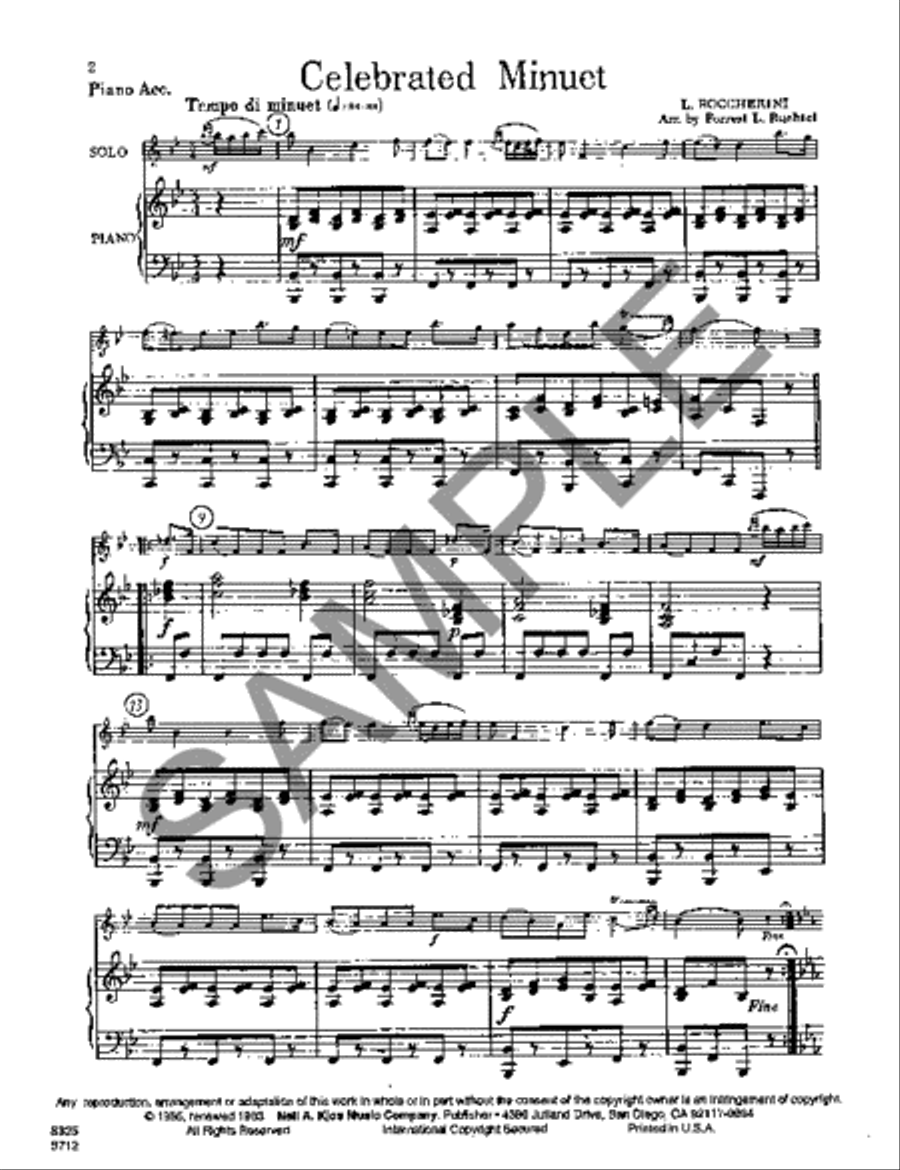 Celebrated Minuet Clarinet Solo scores gallery preview page 2
