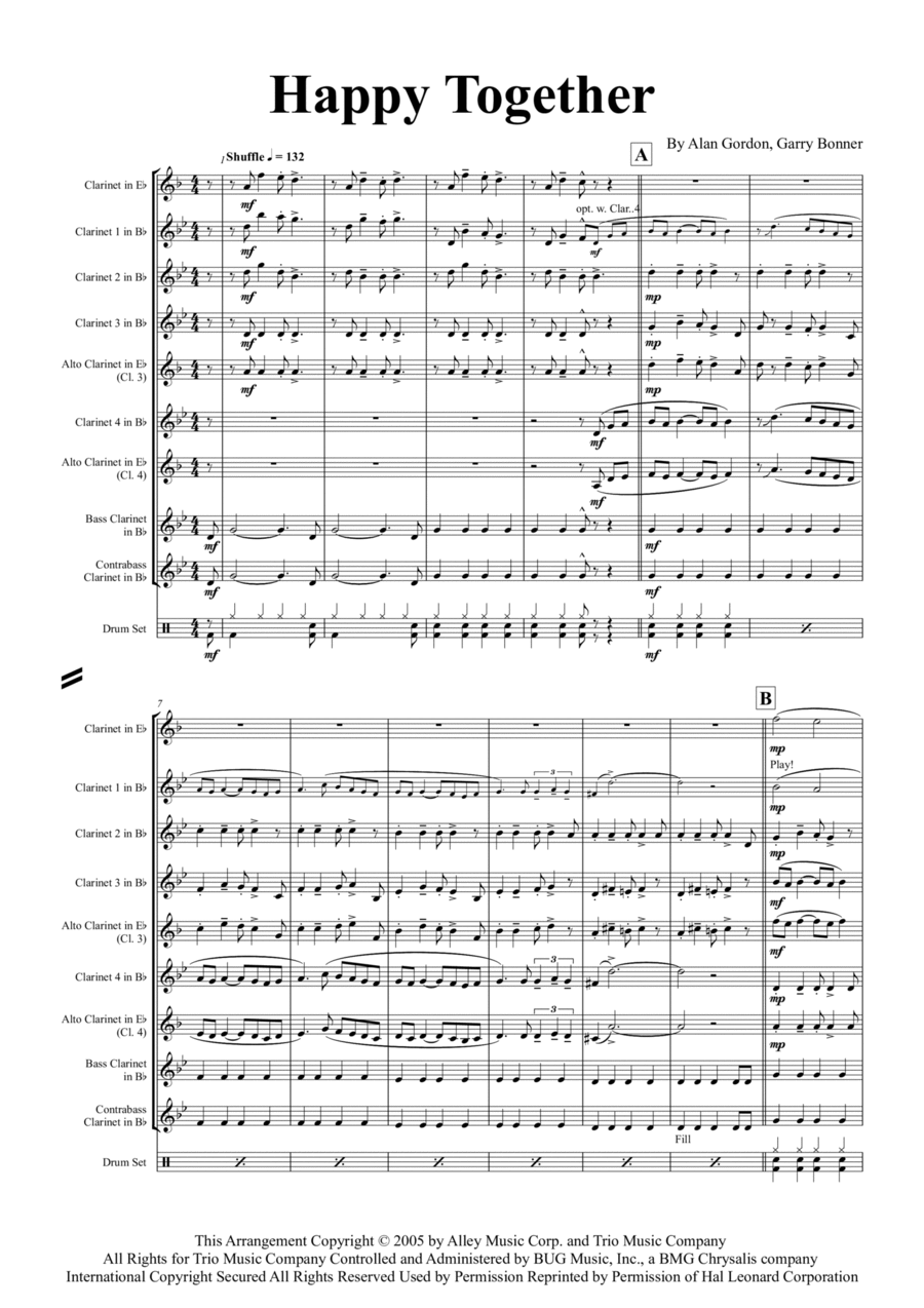 Happy Together Woodwind Ensemble scores gallery preview page 1