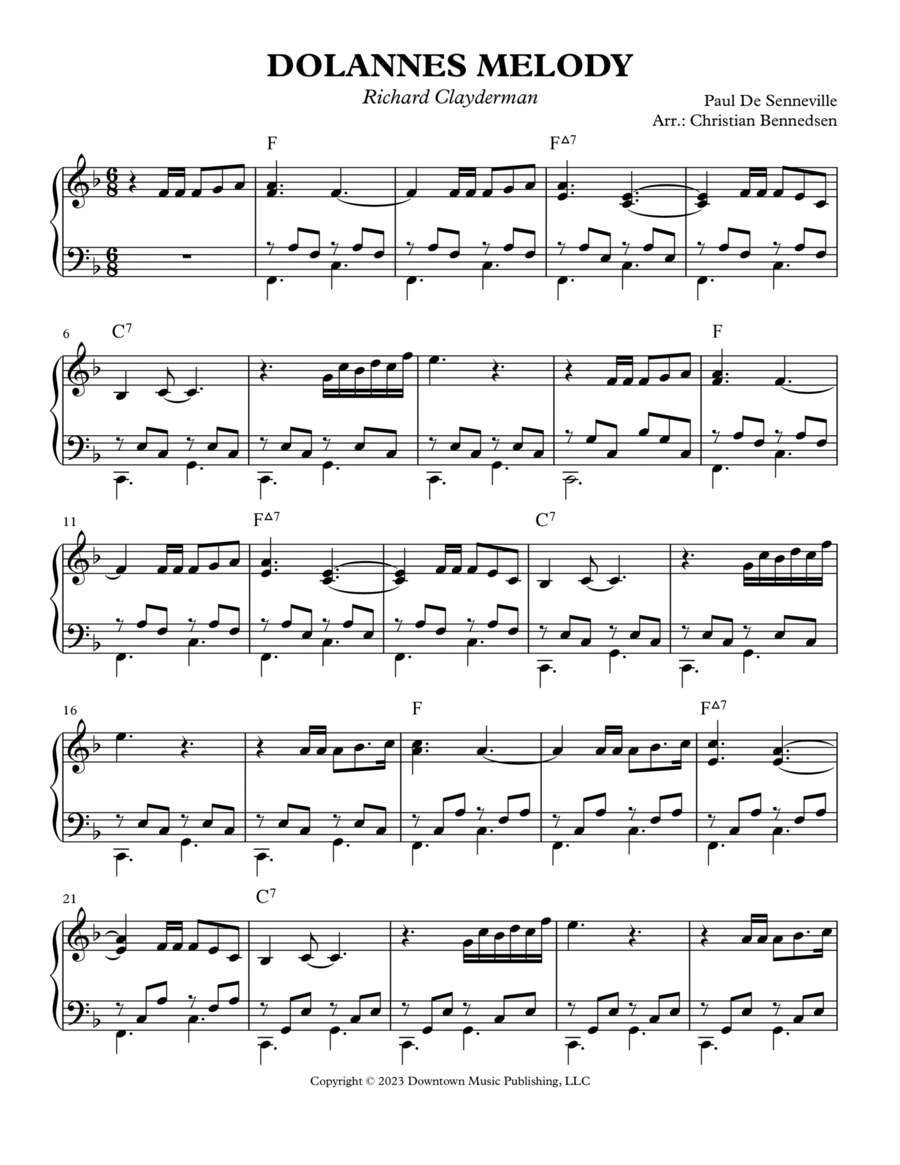 Dolannes Melodie Piano Solo scores gallery preview page 1