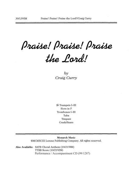 Praise! Praise! Praise the Lord! - Brass/Perc Score and Parts