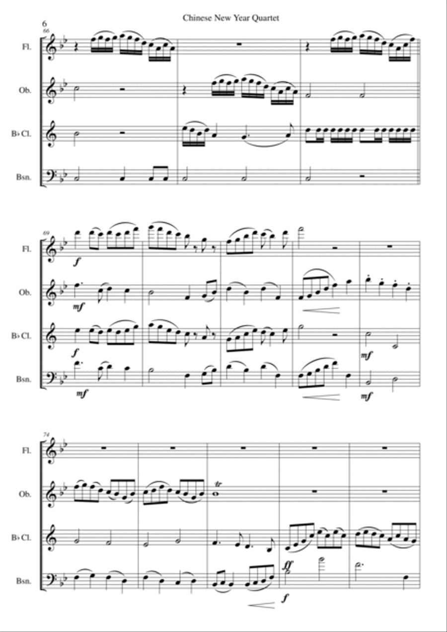 Chinese New Year Celebration Wind Quartet Woodwind Quartet scores gallery preview page 6