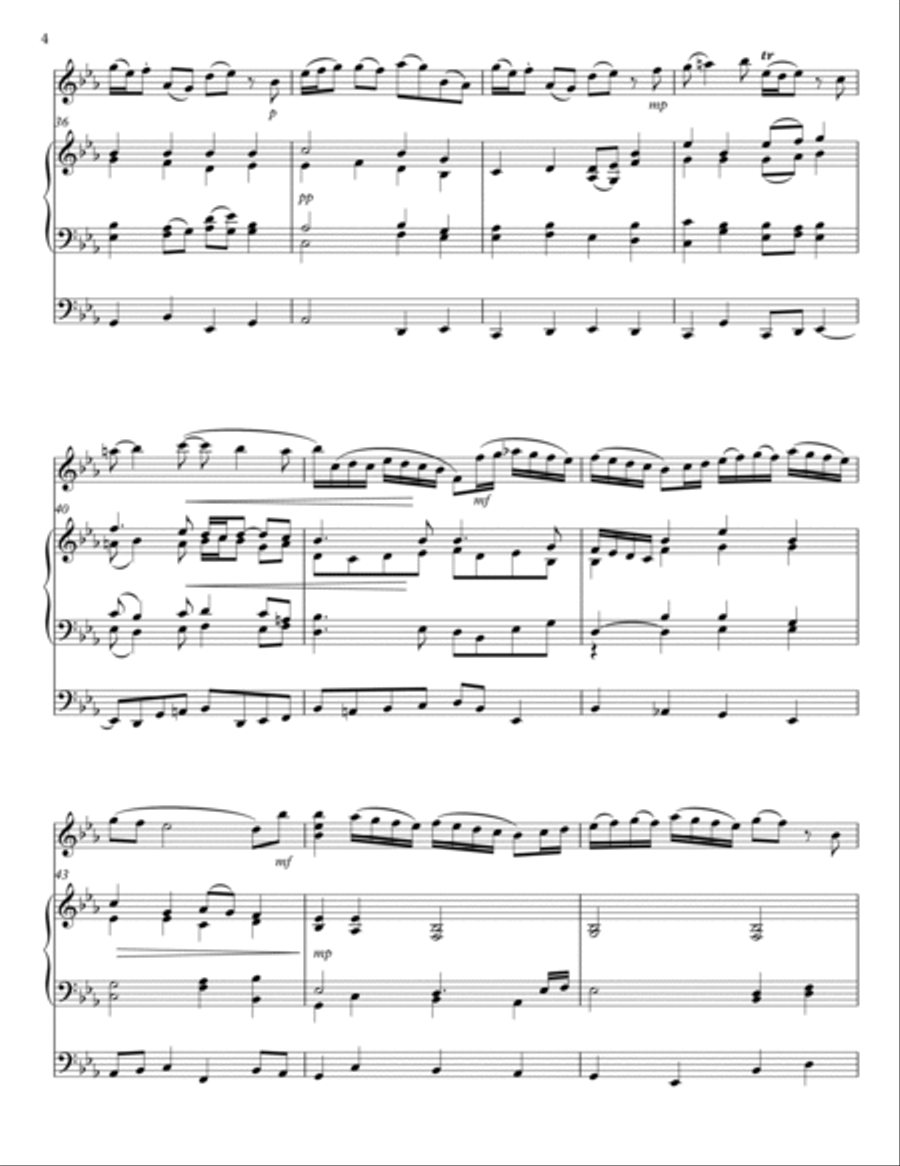 Bach - Wachet Auf, arranged for violin solo and organ String Duet scores gallery preview page 4
