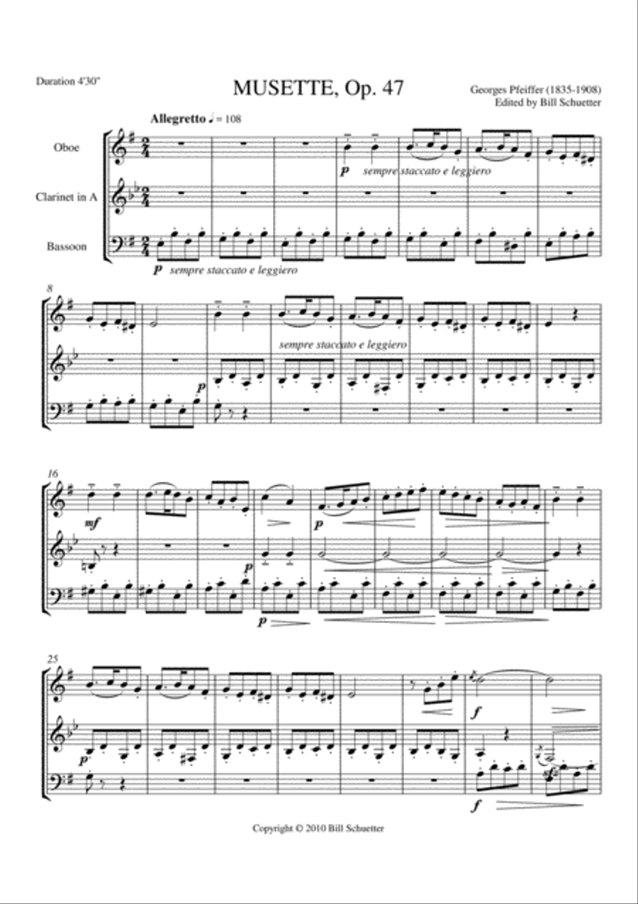 Musette, Op. 47 Woodwind Trio scores gallery preview page 1