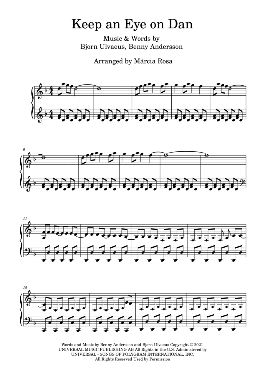 Keep An Eye On Dan Piano Solo scores gallery preview page 1