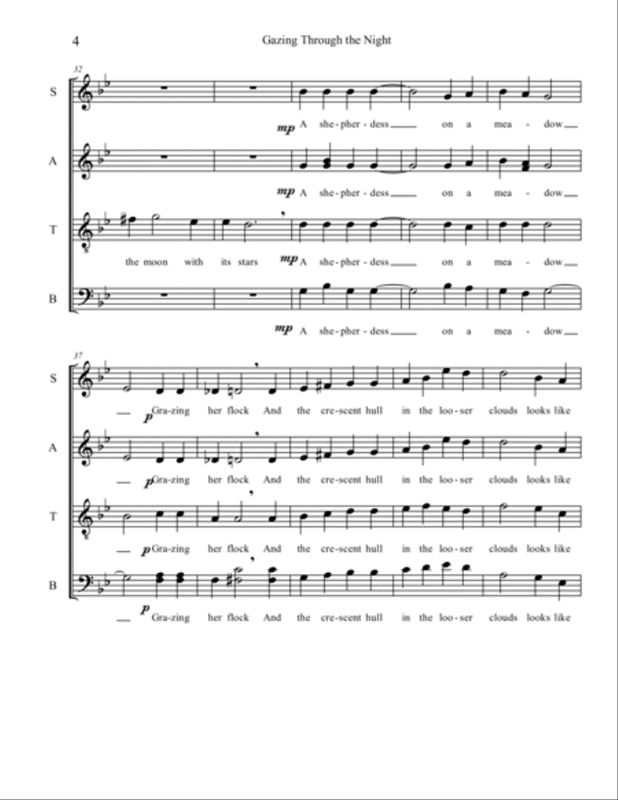 Gazing Through the Night 4-Part scores gallery preview page 4