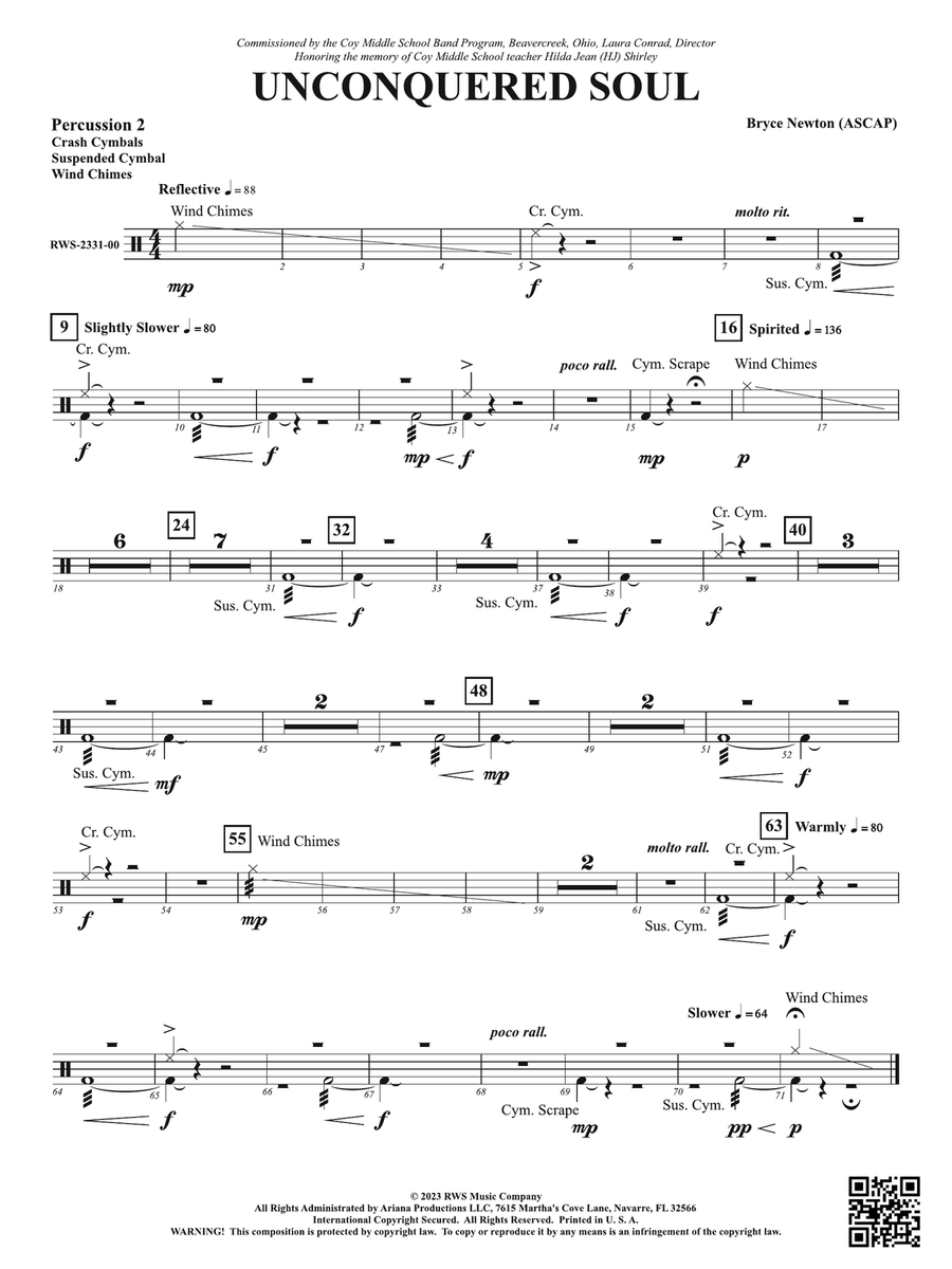 Unconquered Soul: 2nd Percussion Percussion scores gallery preview page 1