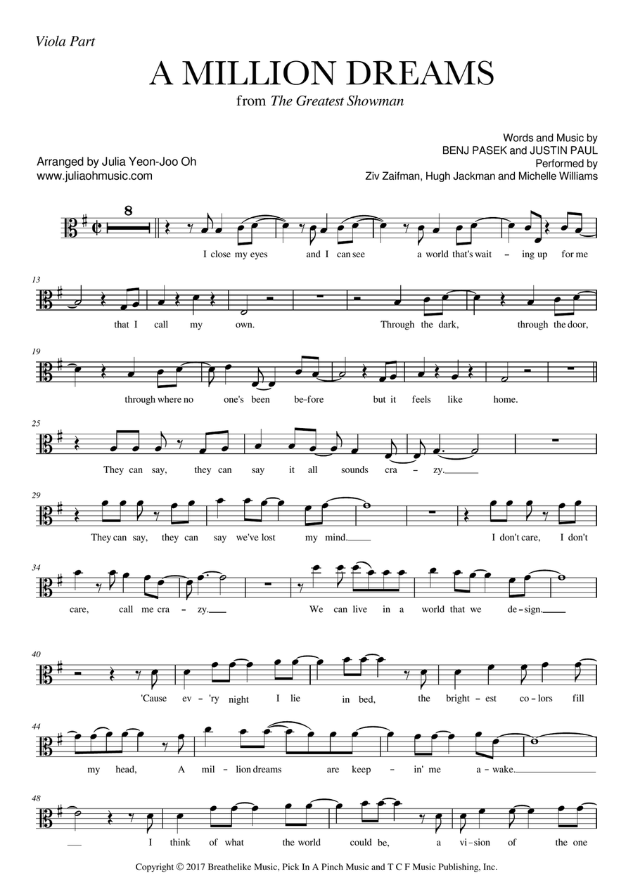 A Million Dreams A Million Dreams Viola scores gallery preview page 1
