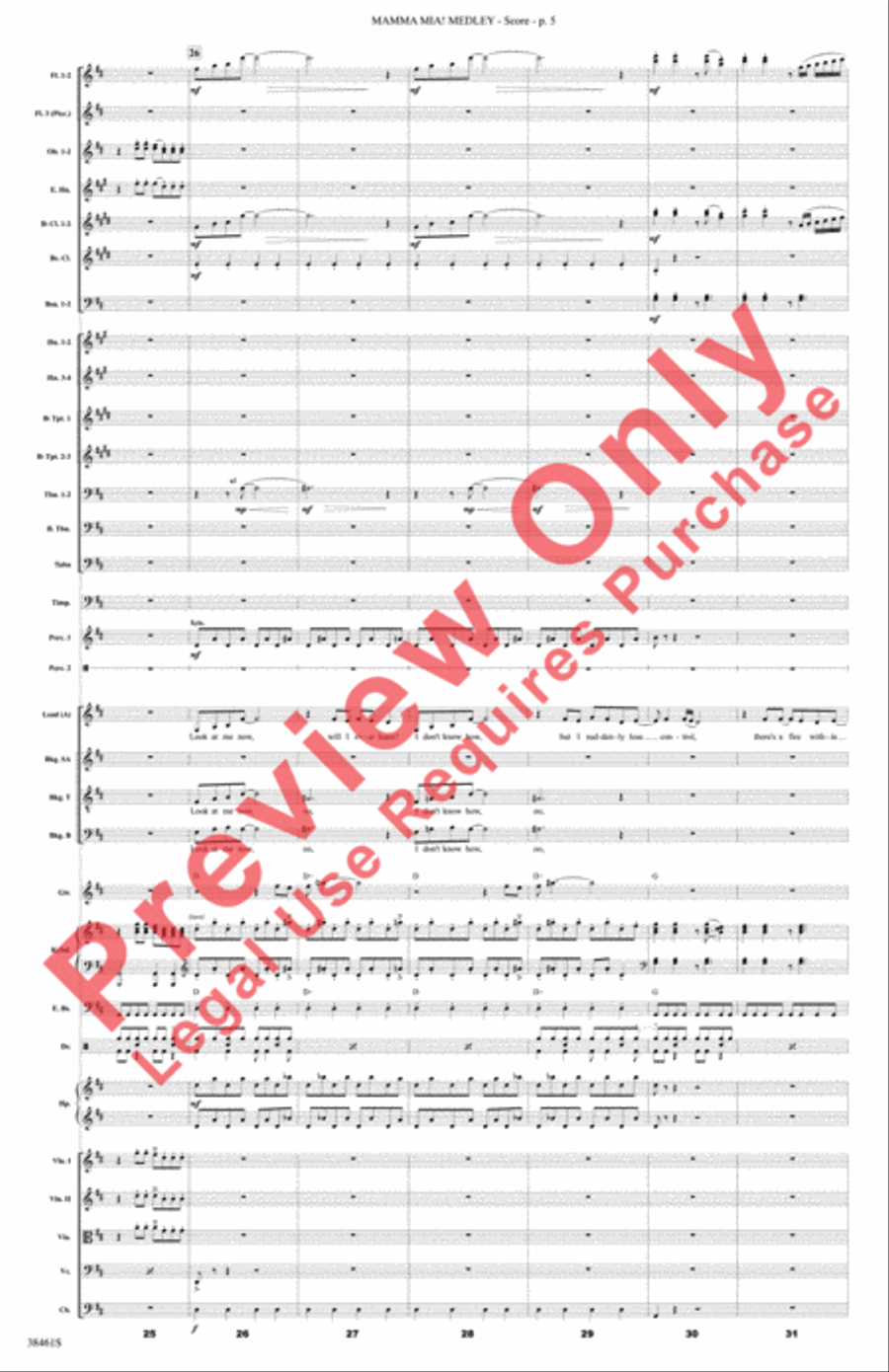 Mamma Mia! Medley Full Orchestra scores gallery preview page 6