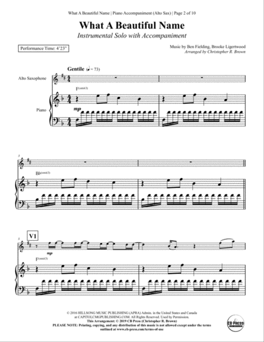 What A Beautiful Name Alto Saxophone scores gallery preview page 2