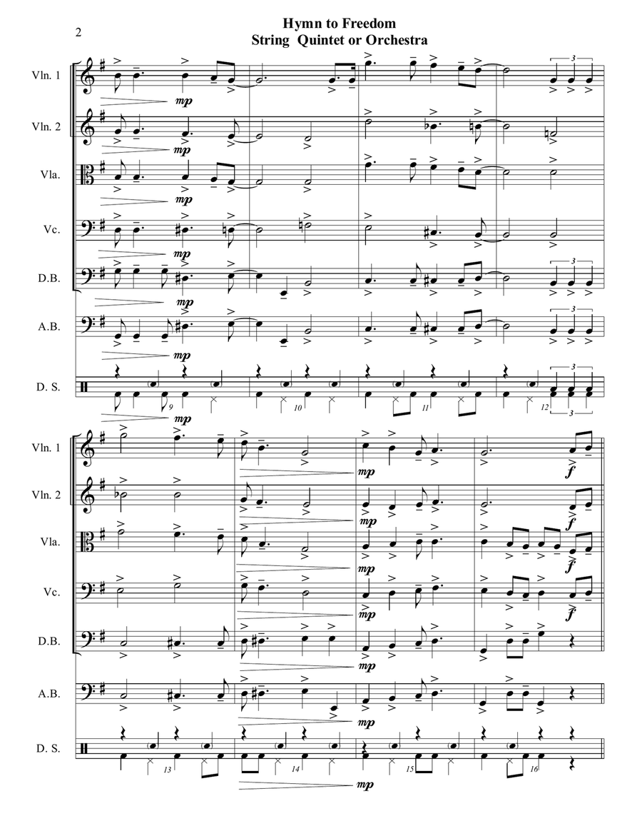 Hymn To Freedom Hymn To Freedom String Orchestra scores gallery preview page 2